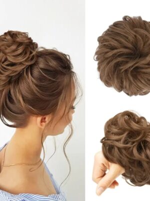 Light Golden Brown Messy Bun Hair Piece