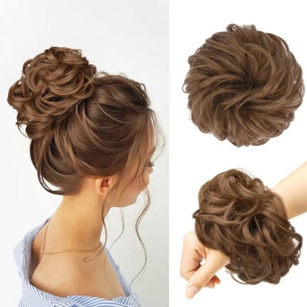 Light Golden Brown Messy Bun Hair Piece